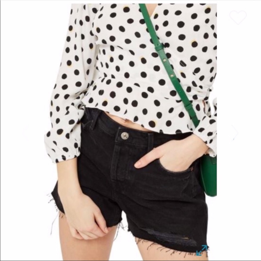 TOPSHOP BOYFRIEND BLACK DENIM SHORTS